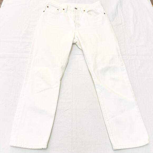 Levi's 501 Cream Denim Jeans Button Fly Size 26 x 26 - Picture 2 of 8